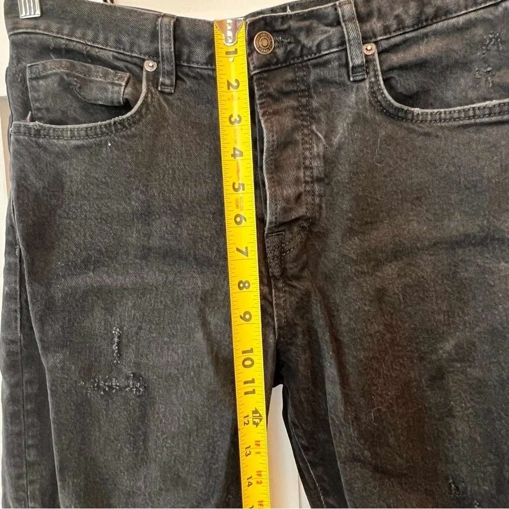 We The Free People Womens Jeans 28 Black Distressed Ripped Button Up Fly Skinny